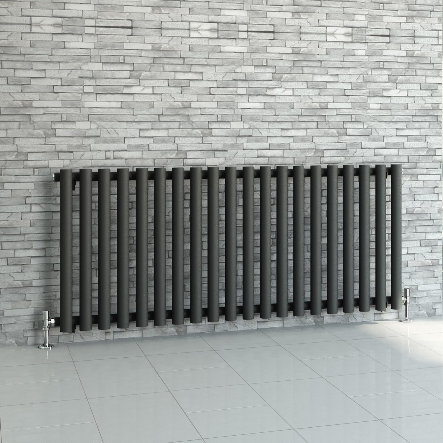 iBathUK 600 x 1400 mm Anthracite Column Designer Radiator Horizontal