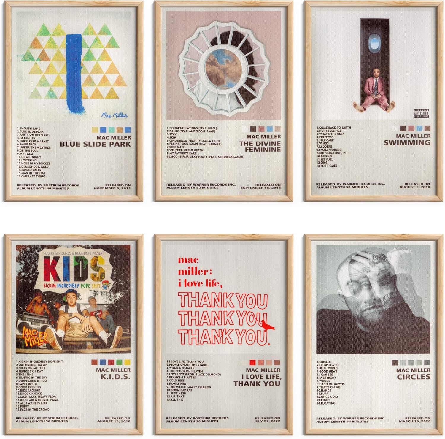Wall Décor - Mac Miller Poster Set of 6 Album Cover Posters 8 by 12 inch Music Posters for Room Aesthetic Canvas Wall Art for Teens Room Decor UNFRAMED (Mac Miller)