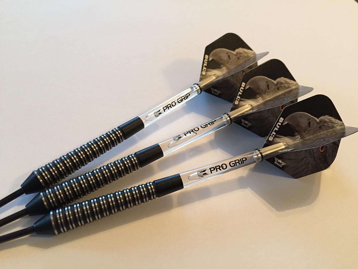 30g Black NODOR Tungsten Darts Set, Black Eagle Flights, Clear Pro Grip