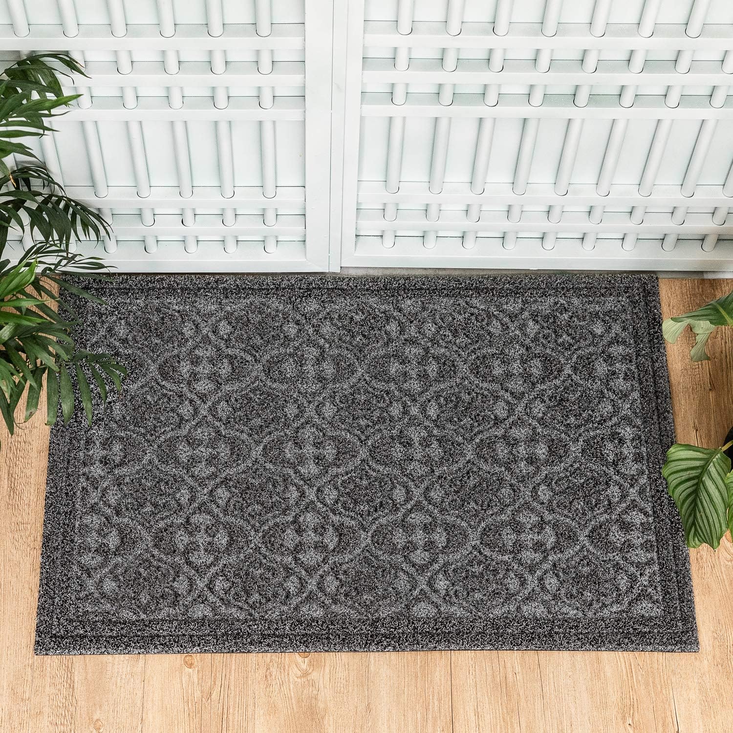 MAT 7-BANQUET Outdoor Door Mat for Front Door 36 x 59 inch Welcome Mat Debris Mud Trapper Outside Rubber Floor Mat Rug Large Extra Thick Textured Outdoor Mat for Entryway Frontgate Waterproof Gray : Garden & Outdoor