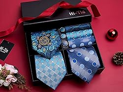 Hi-Tie 3 Pcs Gift Box Mens Tie Set Necktie with