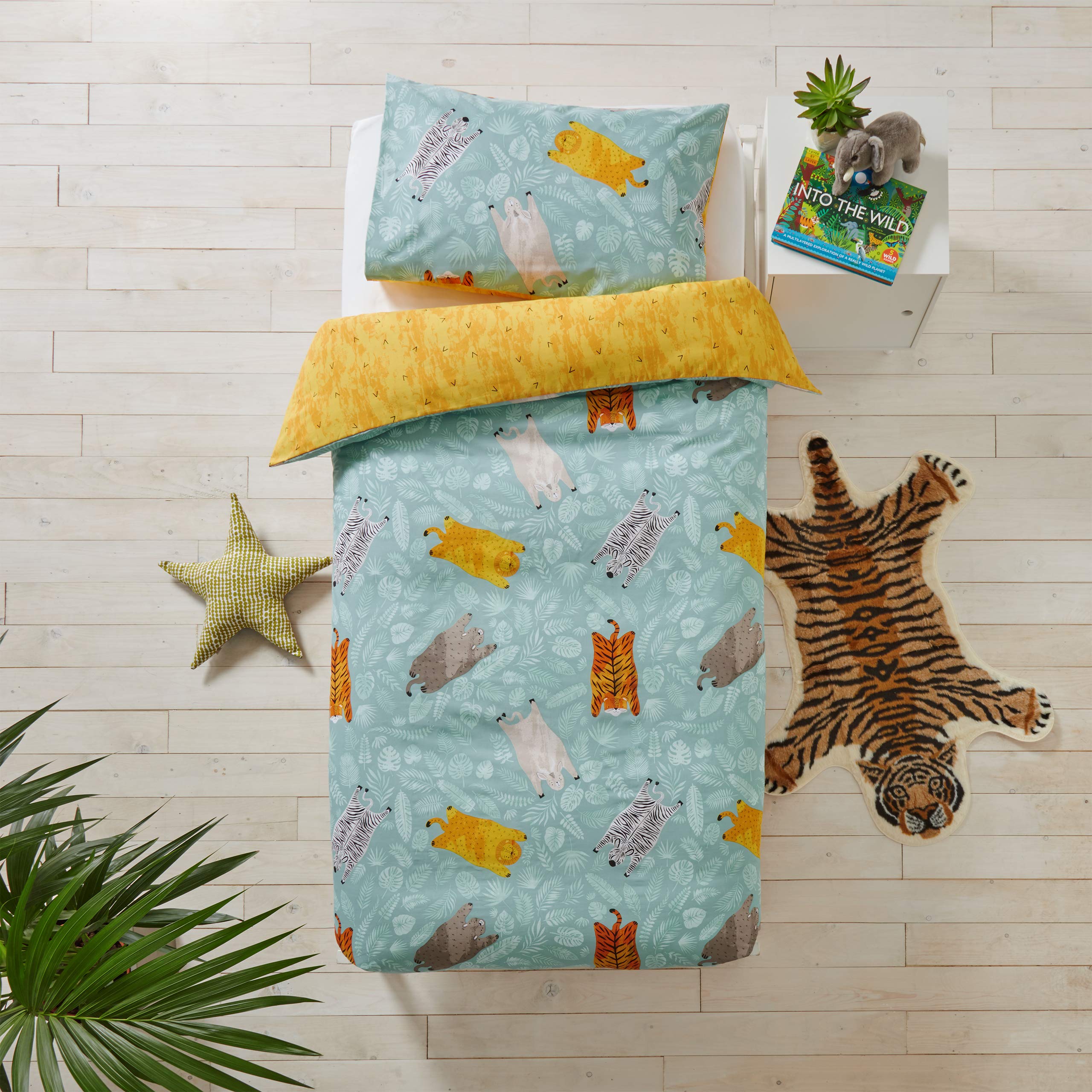 little furn. Wild Friends Double Duvet Cover Set, Cotton, Teal