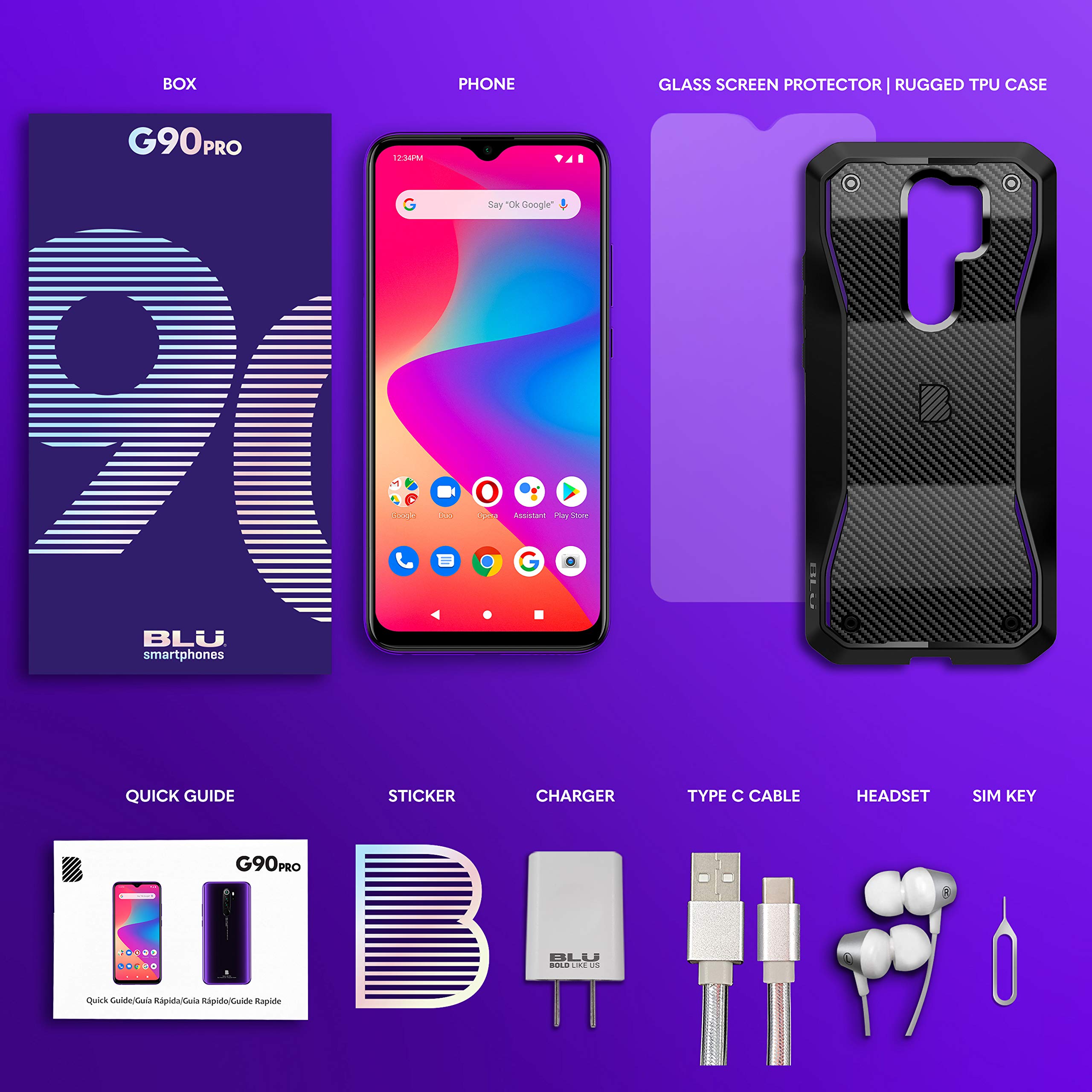 BLU G90 Pro 6.5” HD+ Gaming Smartphone, Quad Camera, 128GB+4GB RAM