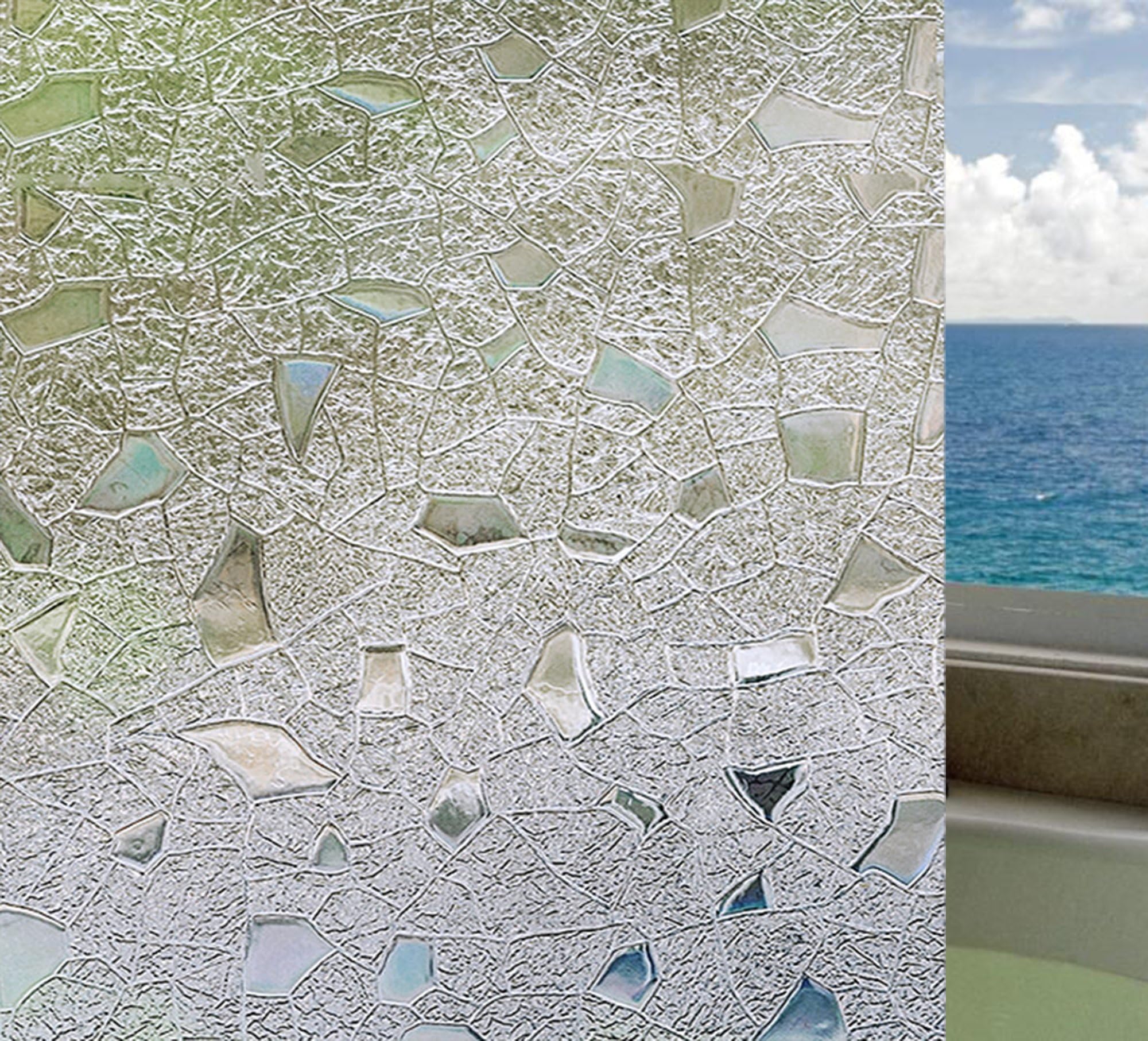 3D Decorative Window Films Non Adhesive Stained Glass Stain Cling Privacy Window Film for Bathroom Bedroom 35.4-by-78.7-inch (colorful)