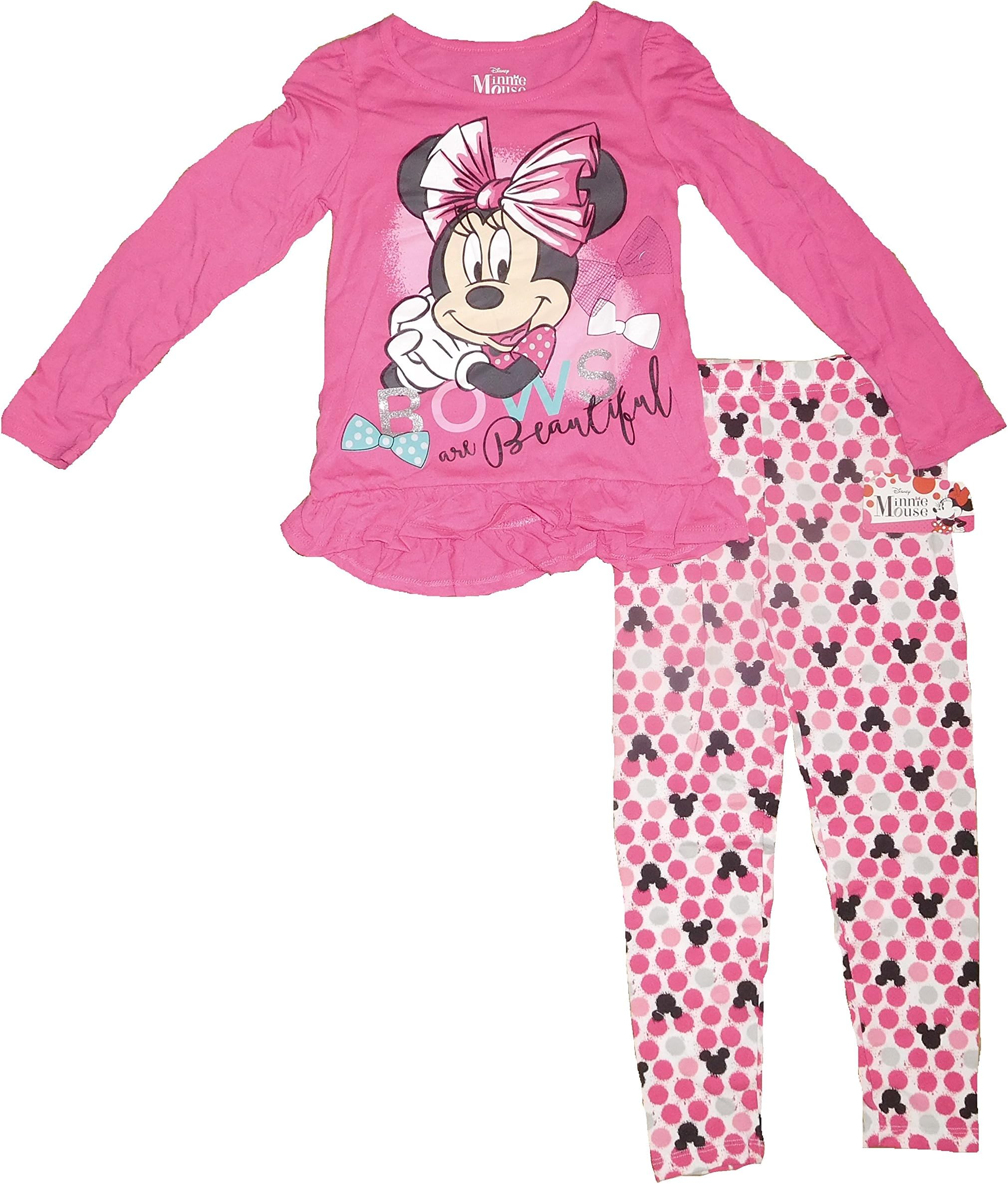 Disney Minnie Mouse Girl's Long Sleeve Shirt & Legging Set