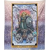 The Goddess Freya In The Chariot Tarot Card Tapestry - Norse Goddess Freyja Pagan Witch Wall Hanging Home Decor