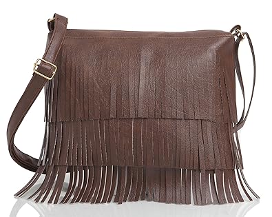 Mammon women PU leather sling bag tan (3-jhlr-tan,Size:11x9 inches)