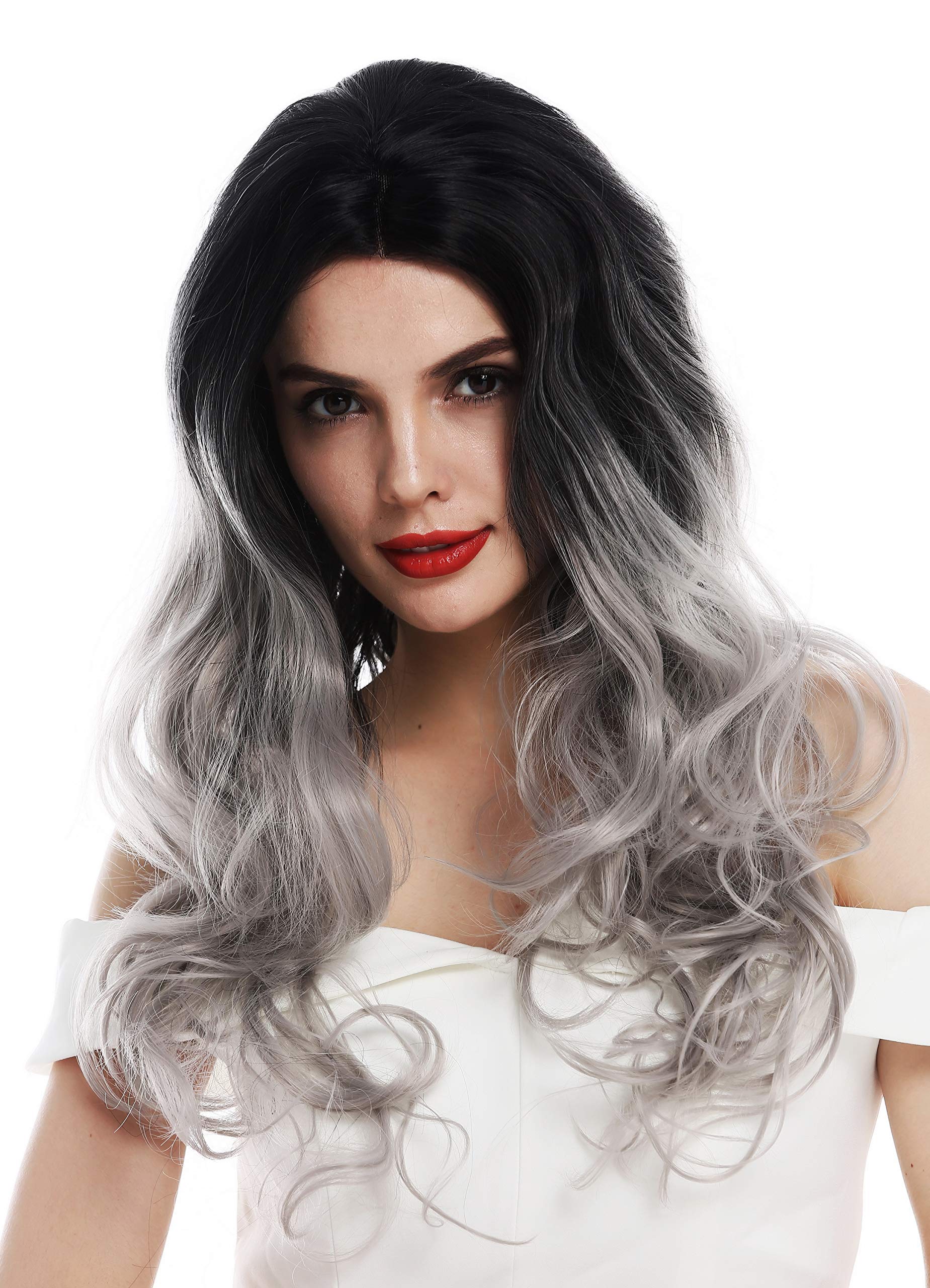 WIG ME UP - TYM-909-LF-1BTTT0906 wig women's wig lace front long curls curly middle parting ombre black grey