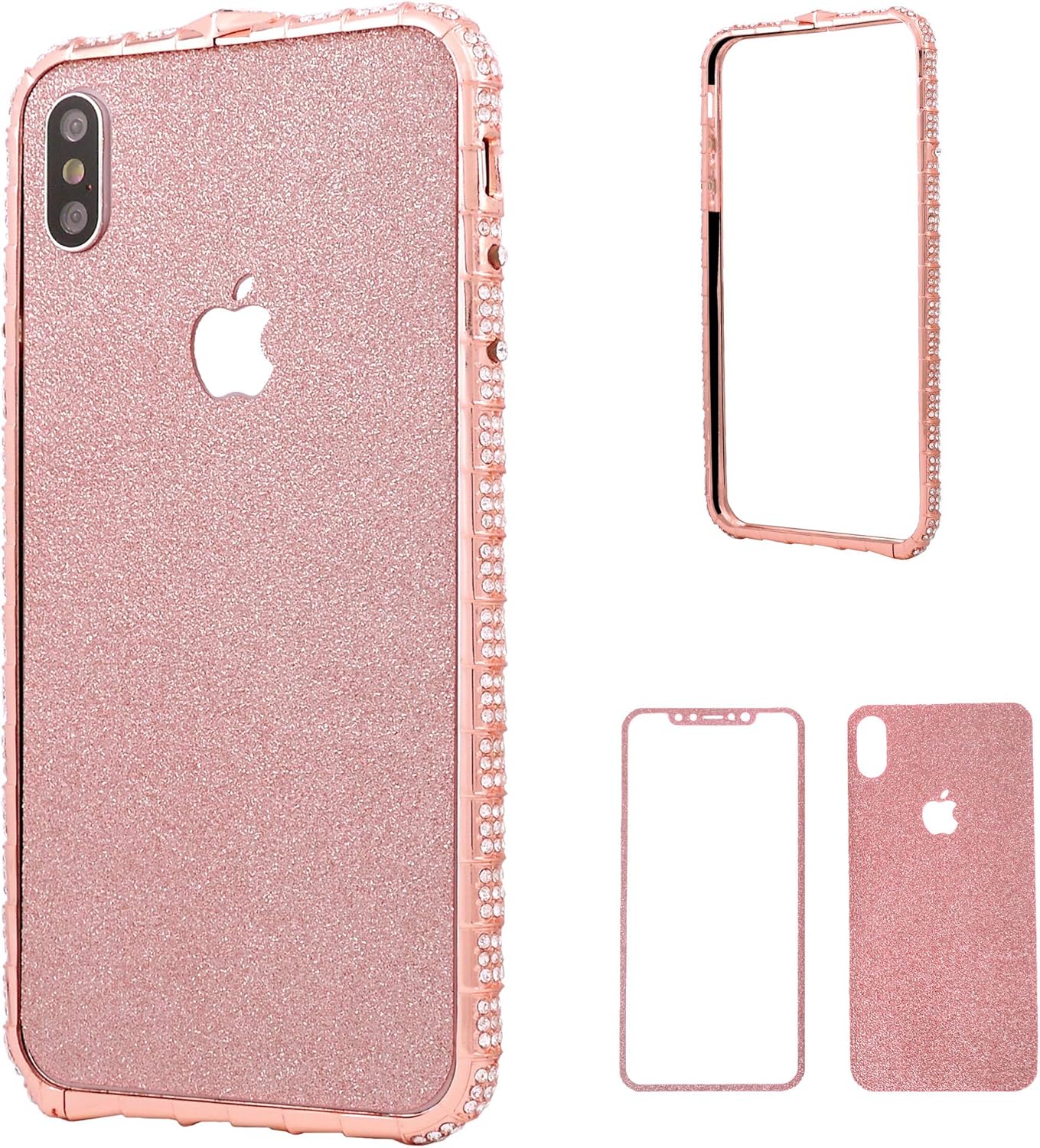 Amazon Com Iphone 8 Plus Diamond Bumper For Women Dmaos Sparkly Rhinestone Metal Bumper With Front And Back Glitter Sticker Luxury For Iphone 8 5 5 Inch Rose Gold