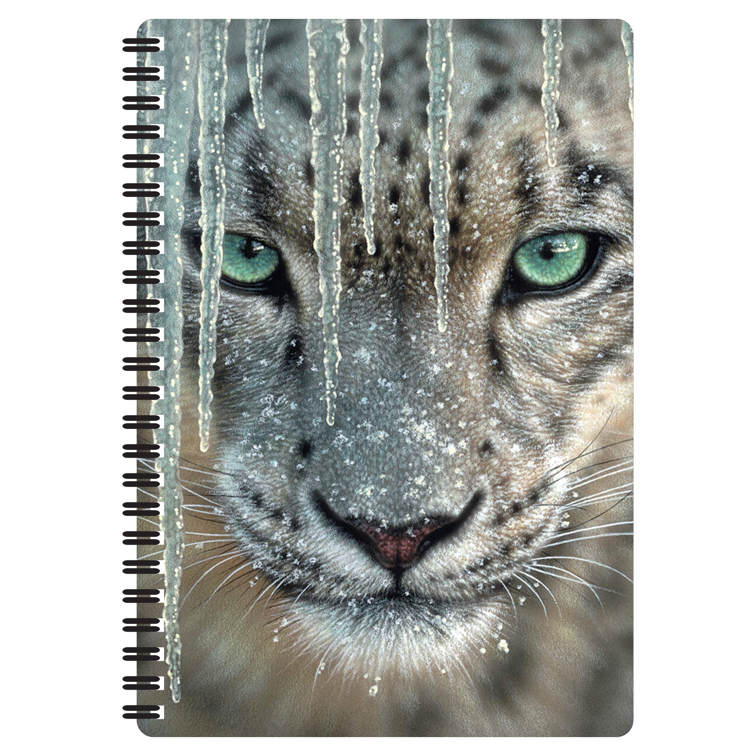 3D LiveLife A5 Notebook - Blue Ice from Deluxebase. Spiral Bound Lined Notebook with 80 Recycled Pages, 3D Snow Leopard Art Notebooks for Work, Gifts and School Supplies, (21 x 14.5 cm).