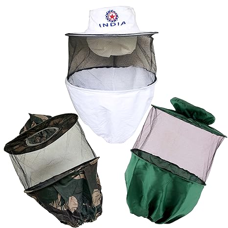 Hi-tech Natural Products (India) Bee Veil (White, Green and Army) -Combo of 3