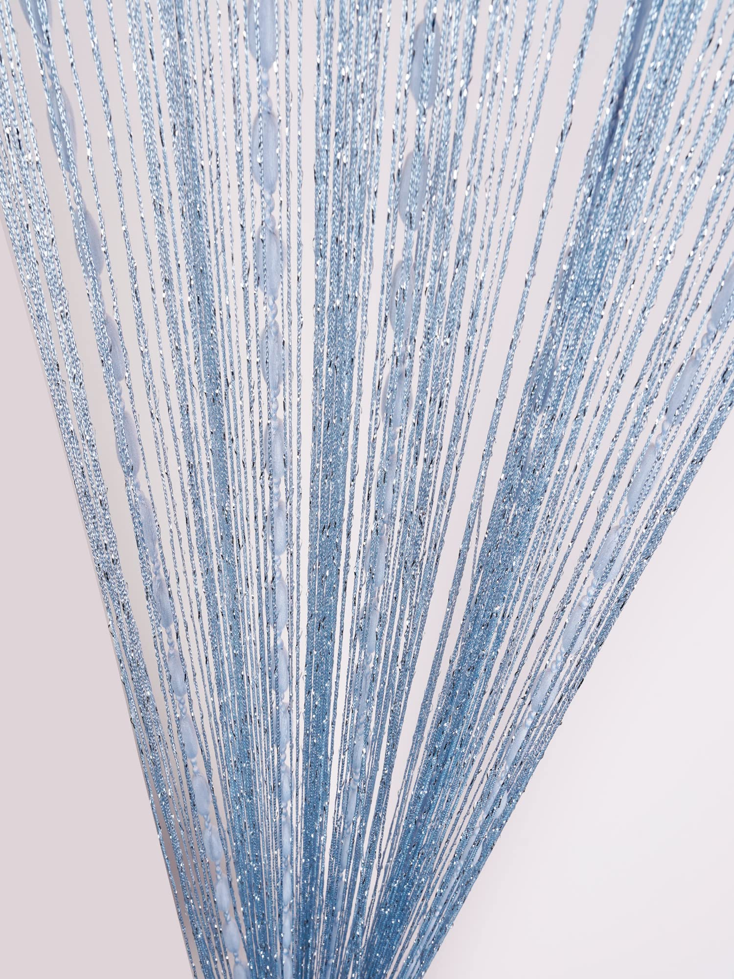 HYSENM Soft Balls String Curtains 39"X79" Fringe Window Panel Fly Screen Room Dividers Curtain for Door Doorways Windows Living Room Bedroom Wedding Party Hotel Restaurant, Silver 39"X79"