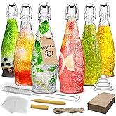 Nevlers 33 Oz Textured Swing Top Glass Bottles | 6 Pack Teardrop Flip Top Glass Bottle Set for Beer or Kombucha Bottles | Air Tight Bottle with Stopper, Shrink Wrap, Brush, Funnel, Marker & Tags