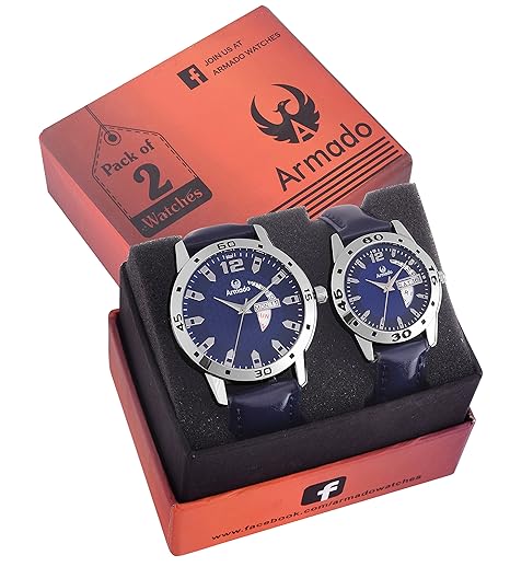 Analogue Blue Dial Unisex Watch - AR-00111-BLU-COULPE(Set of 2)
