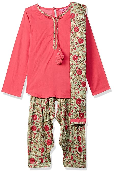 Girls' Straight Regular Fit Salwar Suit Set