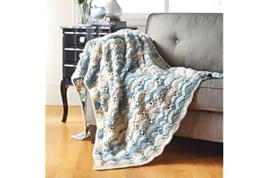 Mary Maxim Waterfall Ripple Afghan Crochet Kit, Soft Alpaca Blend Worsted Weight Yarn and Pattern Included, Cozy Afghan Blank