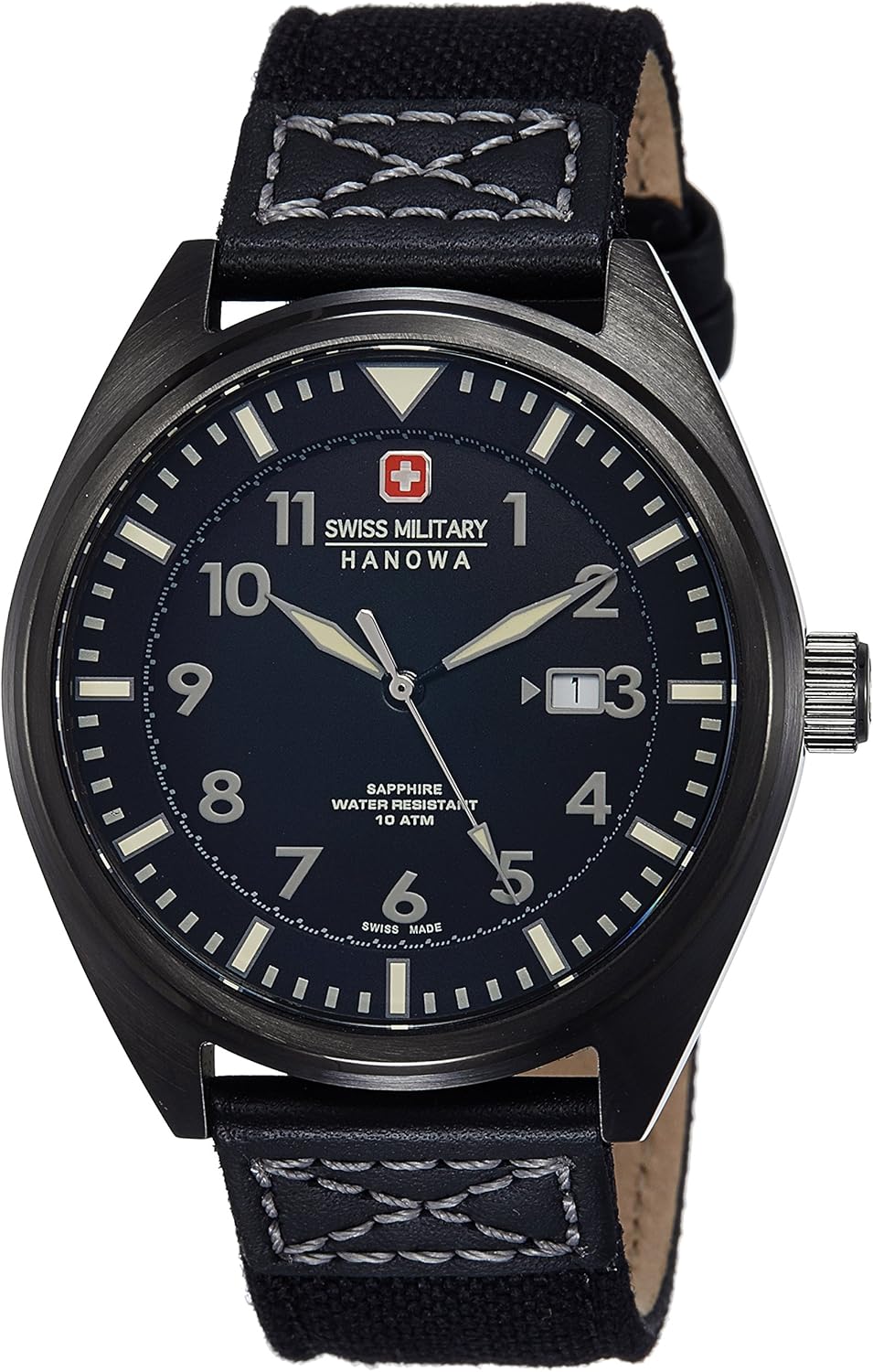 Swiss Military Men's Quartz Watch with Black Dial Analogue Display and