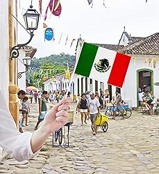 50 Pack Mexico Mexican Flags on Stick Flags,Small
