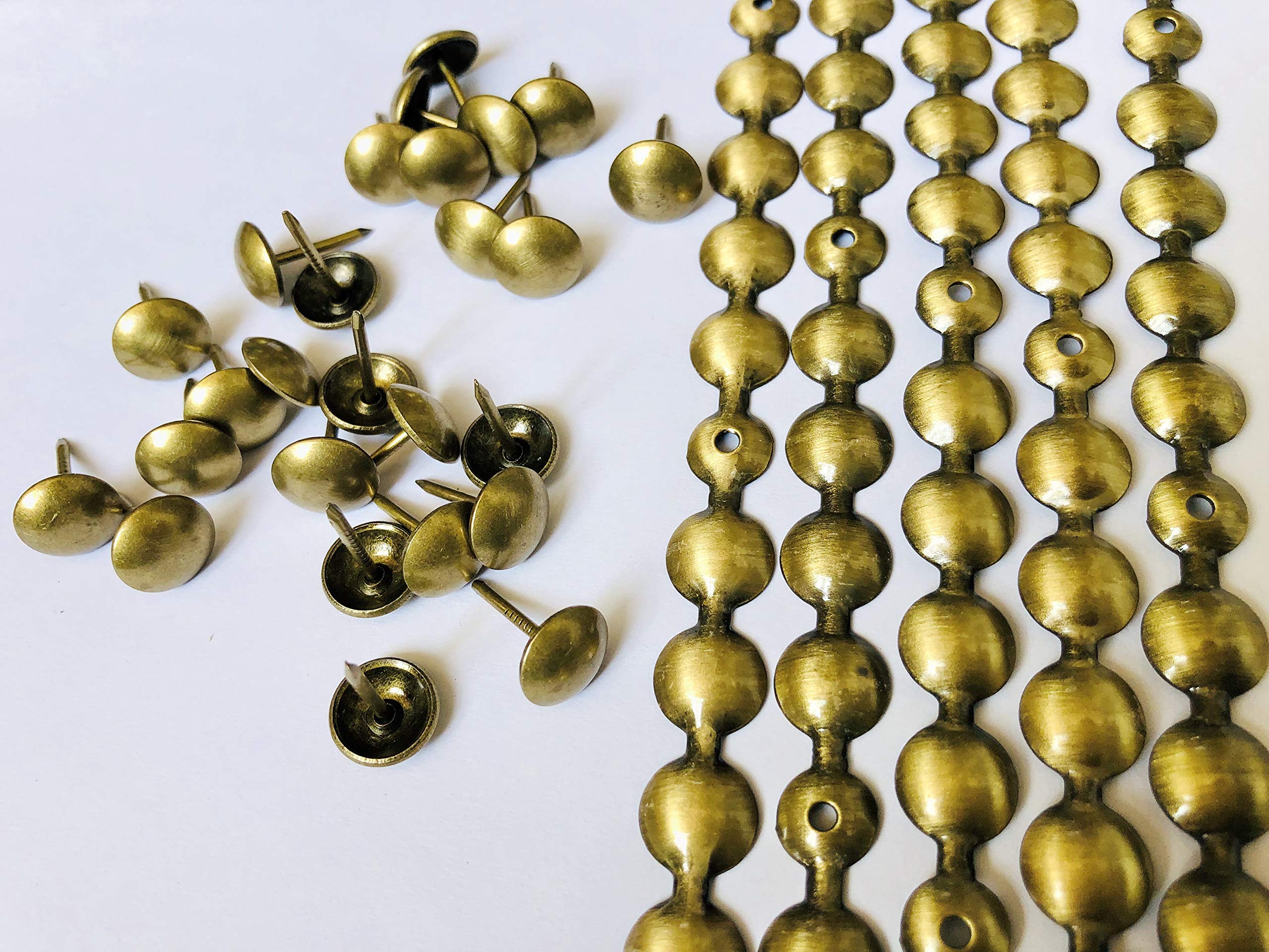 decotacks® Upholstery Nails/Tacks Trim, 10 Pcs of 1.1 Yards Long Strips, can Cover 11 Yards (Antique Brass (French Natural), 3/8in(9.5MM)) DX0595AB-S1M