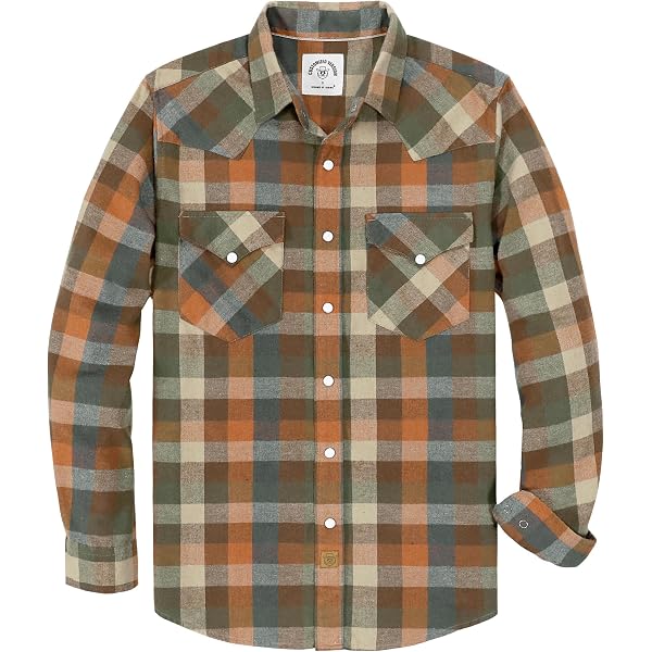 ELY CATTLEMAN Men's Long Sleeve Plaid Western Shirt – Tall Size, Snap Front, Two Pocket