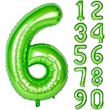 40 Inch Green Large Numbers 0-9 Birthday Party Decorations Helium Foil Mylar Big Number Balloon (Number 6, Green)