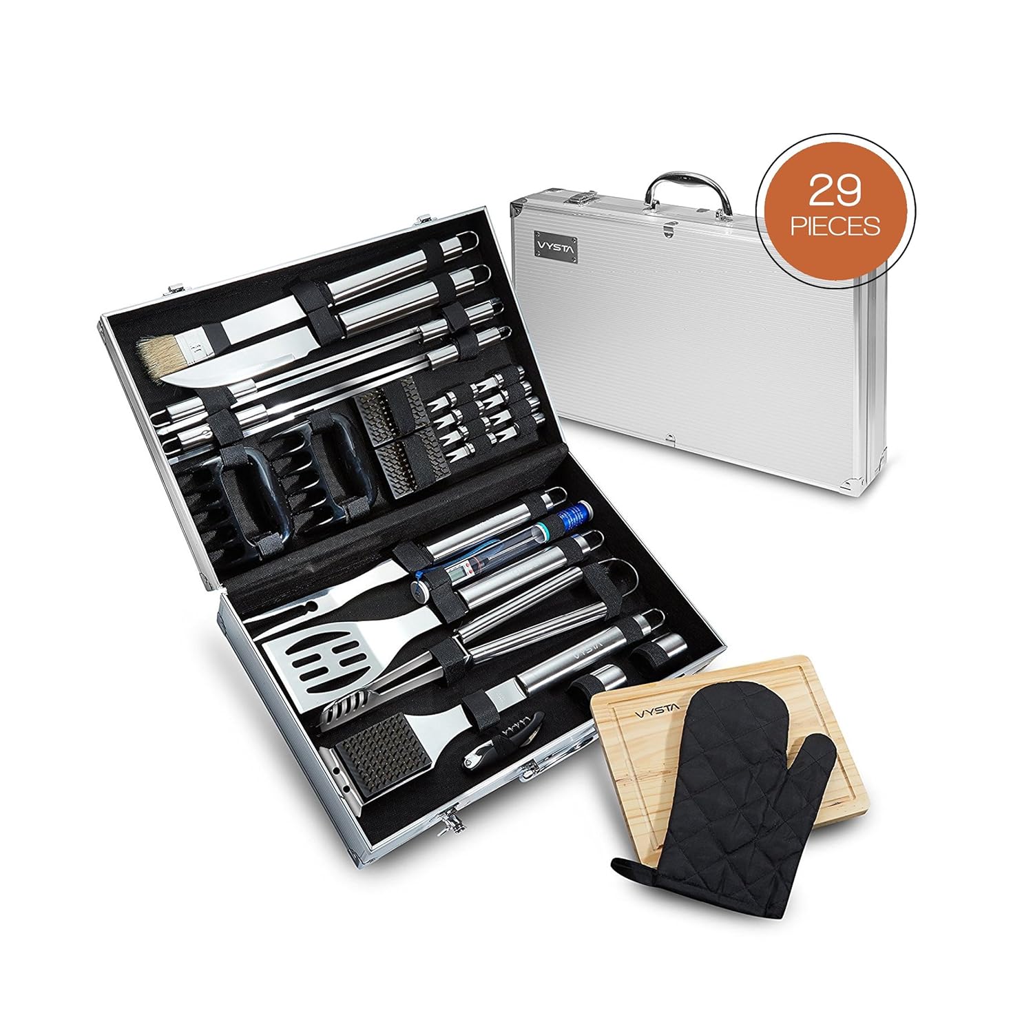 Vysta 29 Piece BBQ Tools Set Barbecue Accessories with Carrying Case