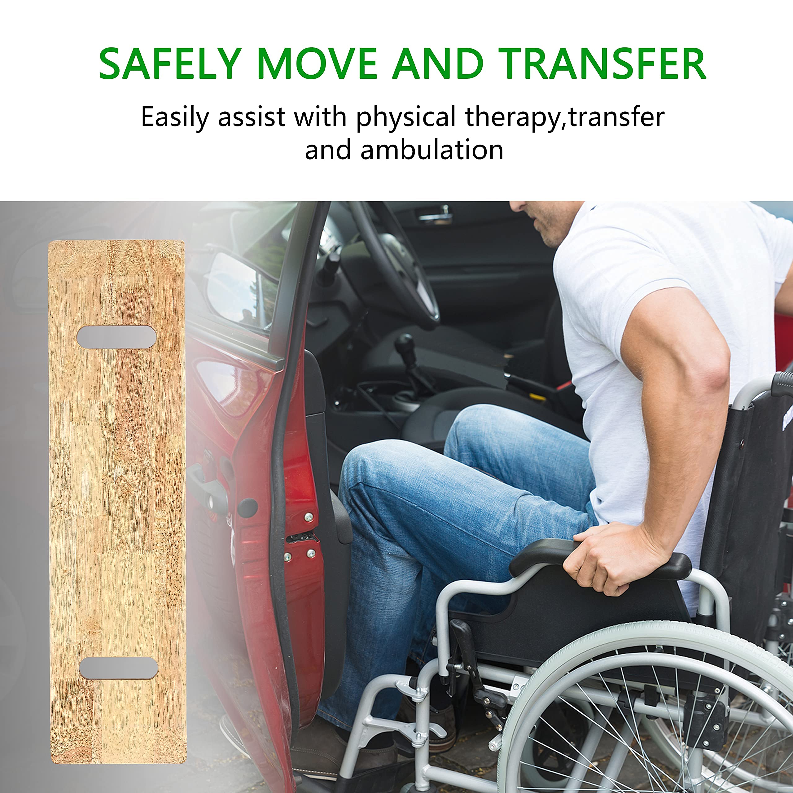 Wooden Transfer Board,Made of Heavy-Duty Hardwood for Transferring Disabled Patient,Elderly,Seniors Between Wheelchair,Bed,Commode,or Chair,30