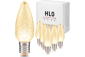 HLO LIGHTING Set of 25 Holiday Lighting Outlet Faceted C9 Christmas Lights | Sun Warm White LED Light Bulbs Holiday Decoration | Warm Christmas Decor for Indoor & Outdoor Use | 3 SMD LEDs in Each Light Bulb