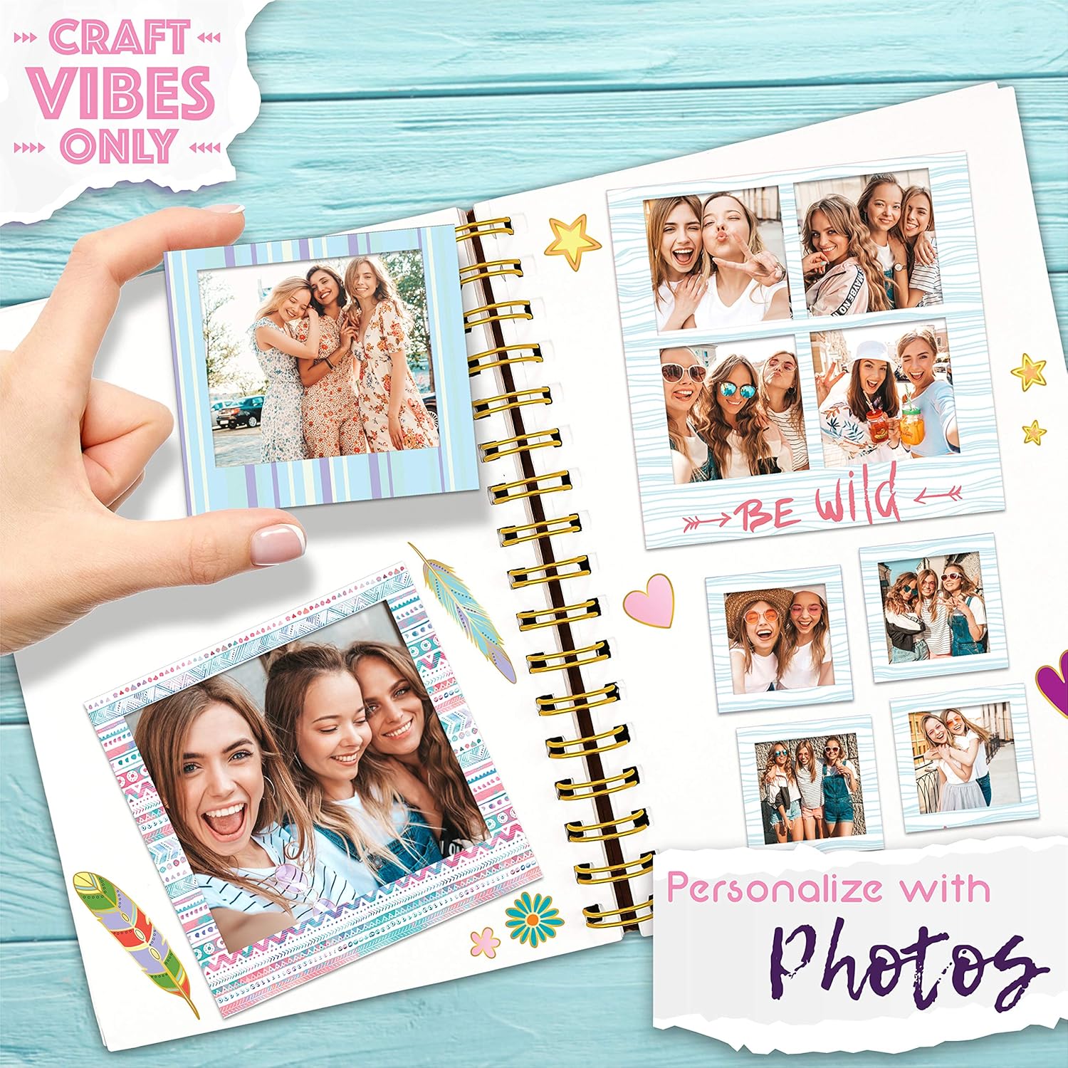 Good Vibes Journal DIY Set by Craft Vibes Only – Personalized Diary - Custom Journals for Girls - Creative Writing Journal Scrapbook Kit - Customize Your Journal Notebook - Pen Included! - Ages 8 & Up: Home & Kitchen