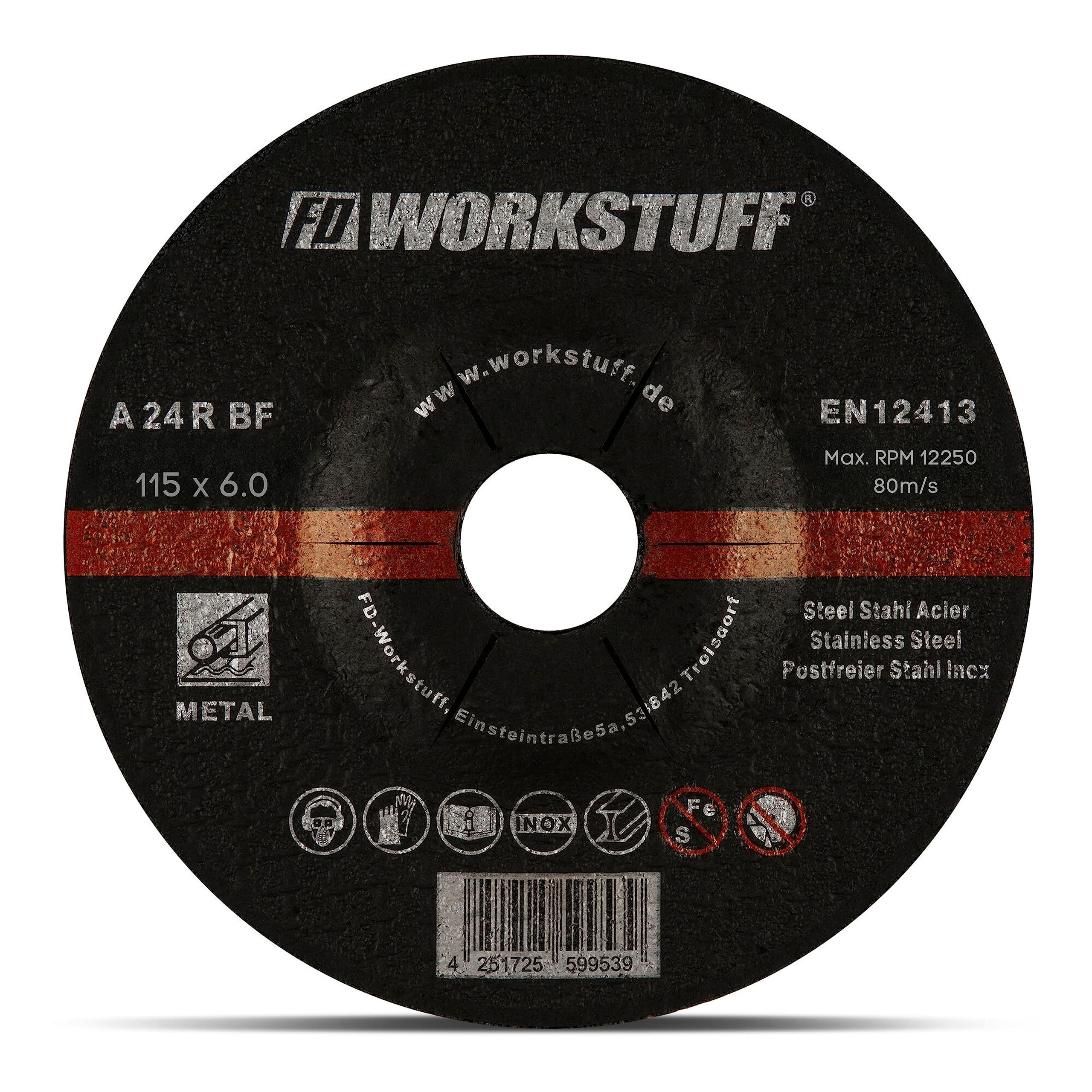 Grinding Discs Pack of 5, Ø 115 x 6mm for Cutting or Angle Grinder | Abrasive Mop Discs for Steel & Non-Ferrous Metal