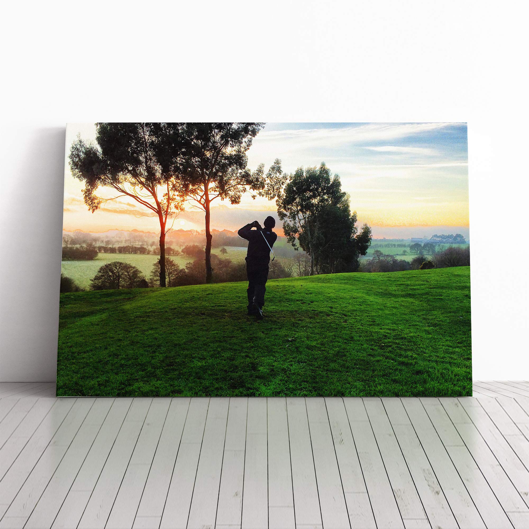 Golf Landscape Canvas Print | Gallery Wrapped 30mm Frame Wall Art | 20x14 inches | Ready to Hang | Modern Landscape Picture | Living Room Bedroom Lounge Office