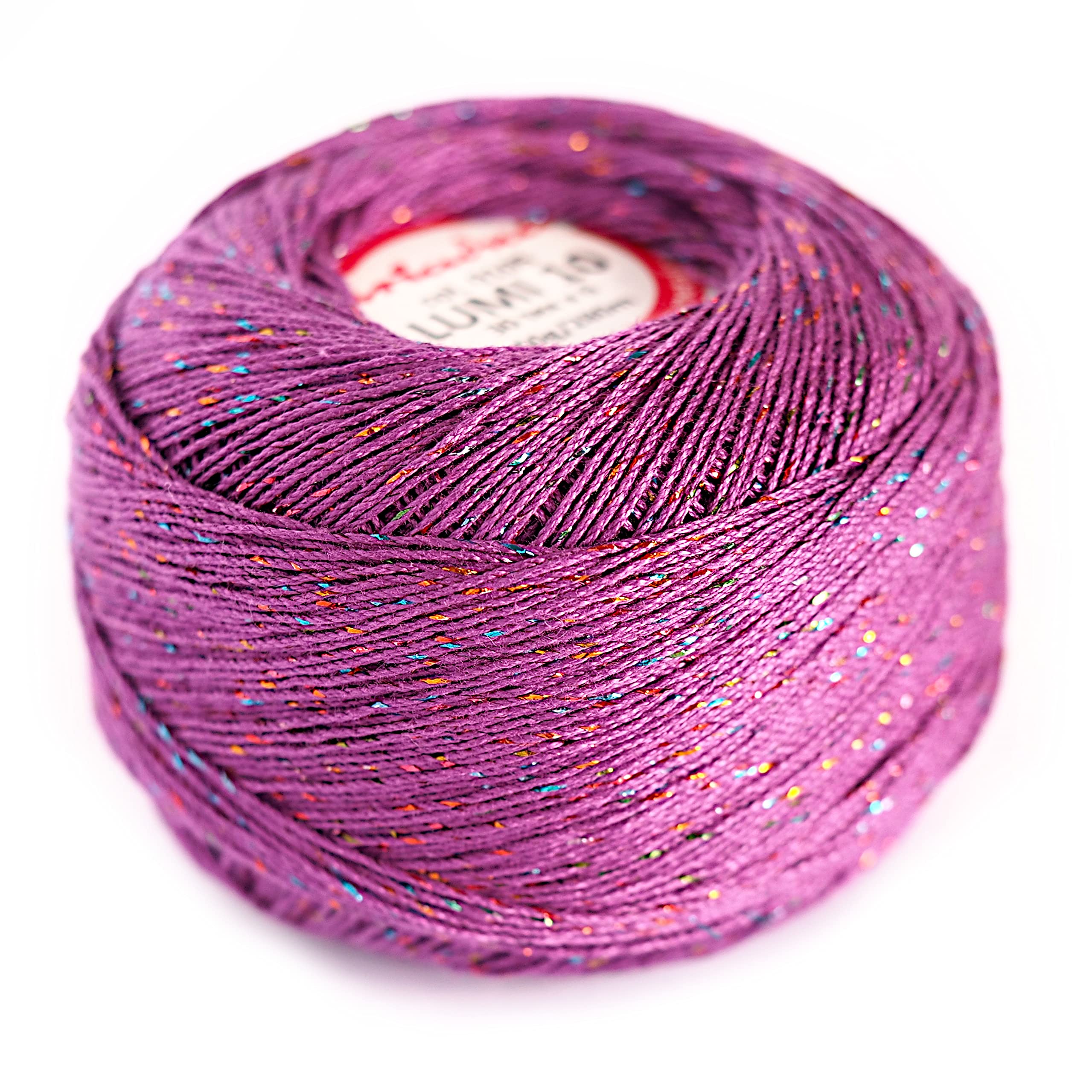 Crochet Cotton with Metallic Thread Size 10 Ball Yarn Spool Thread 50g LUMI (Purple/Holo 105)