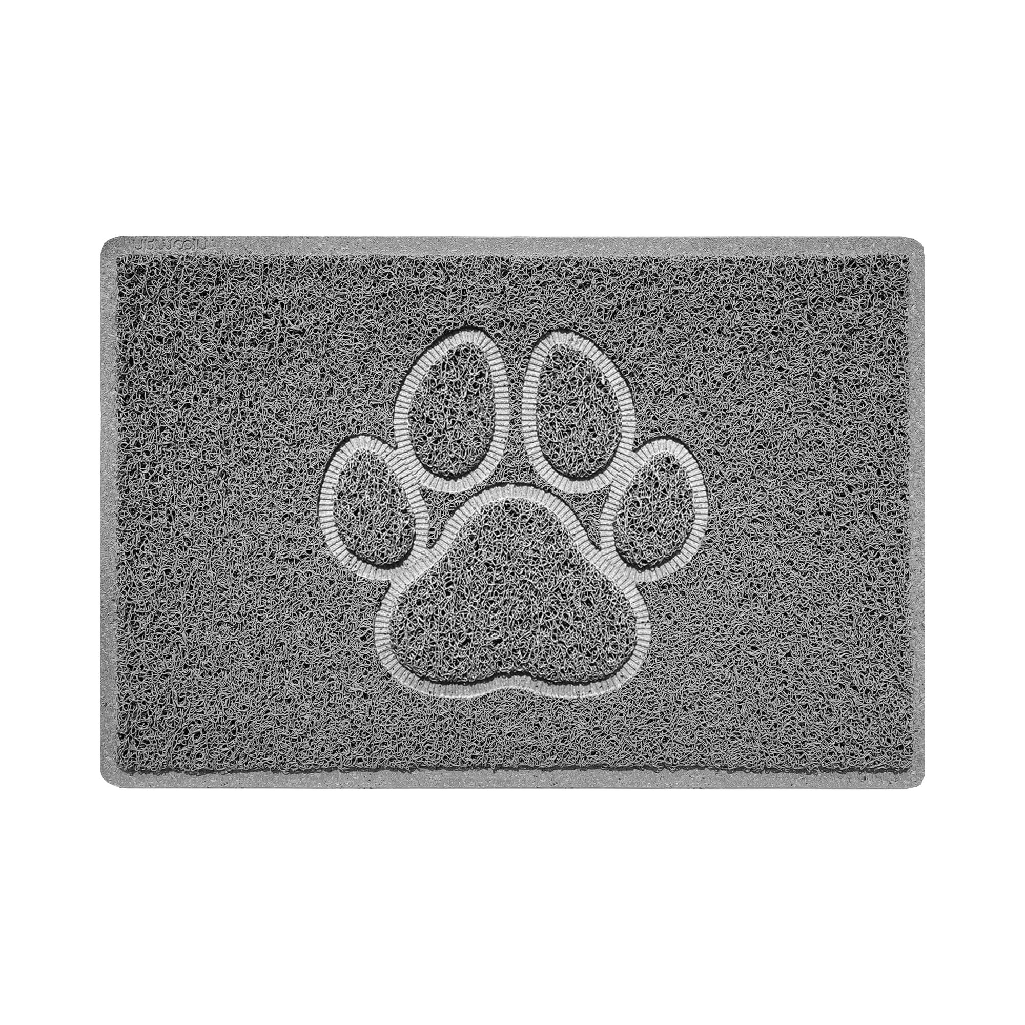 Nicoman Paw Embossed Shape Indoor Outdoor Dirt-Trapper Door Mat Washable Barrier Heavy Duty Doormat - (Watertight Rubber-Back, Small, Grey, 60 x 40cm)