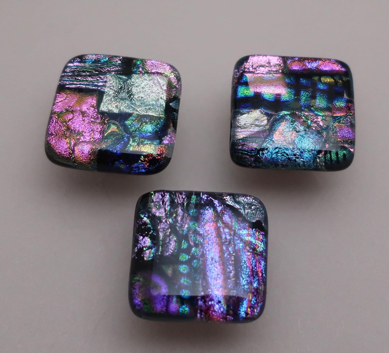 Amazon Com Set Of 3 Magenta Pink Purple Fused Dichroic Glass