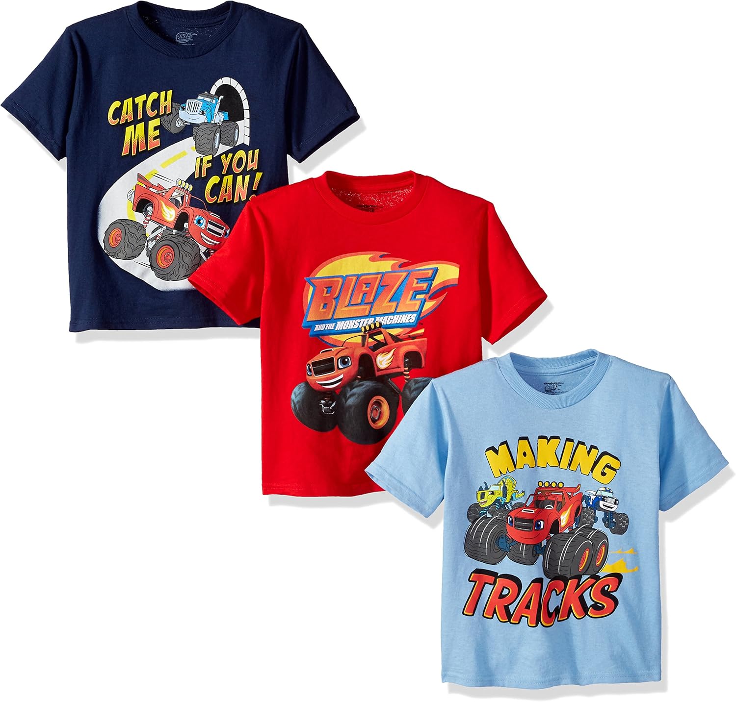 Nickelodeon Boys' Blaze and Monster Machines 3 Pack T-Shirt Bundle: Clothing