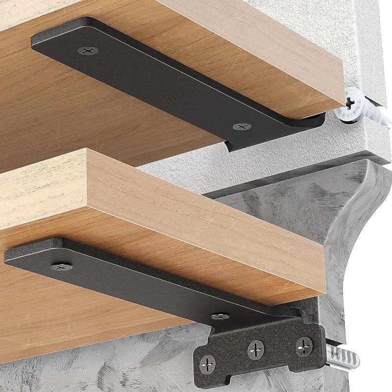 Yeabett Shelf Brackets 4 Pack Right Angle Floating Shelf Brackets 15cm 70kg