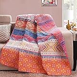 Exclusivo Mezcla Cotton Boho Stripe Quilted Throw