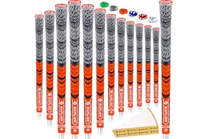 SAPLIZE Cross Corded Golf Grips 13 Pack, Low Taper Design, Choose from 13 Grips with 15 Tapes or 13 Grips with All Kits, 3 Sizes 6 Colors Options, Multi-compound Hybrid Golf Club Grips, CL03 Series