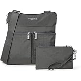 Baggallini Horizon Crossbody Bags for Women 10x10.5 Lightweight Water-Resistant Nylon RFID Purse Handbag w/Wristlet Included