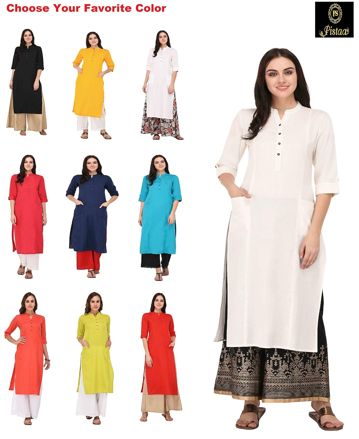 pistaa's women's cotton kurta(kwt2pow_off white_0)