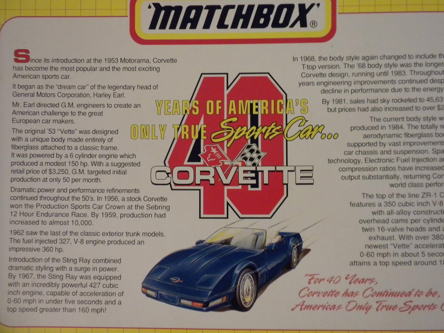 matchbox 40th anniversary corvette collector set