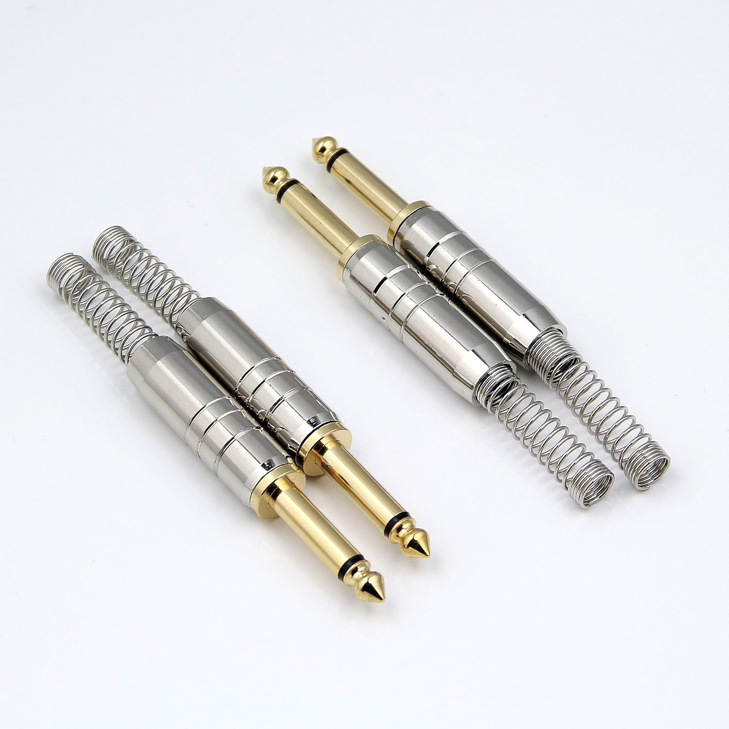 RHINORO (4 pcs a bag Premium 6.35mm 1/4 inch Full-Metal Mono Jack Plug & Strain Relief Guitar Speaker Instrument Solder Soldering Phone End Terminal Gold Plated - Image 3