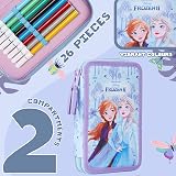 Disney Frozen Pencil Case Set with Colouring Pencils Markers 2 Zip Bk view 4