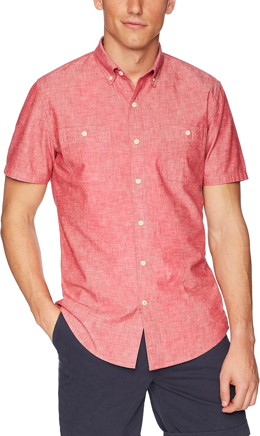  Brand - Goodthreads Men's Short-Sleeve Chambray Shirt: Clothing