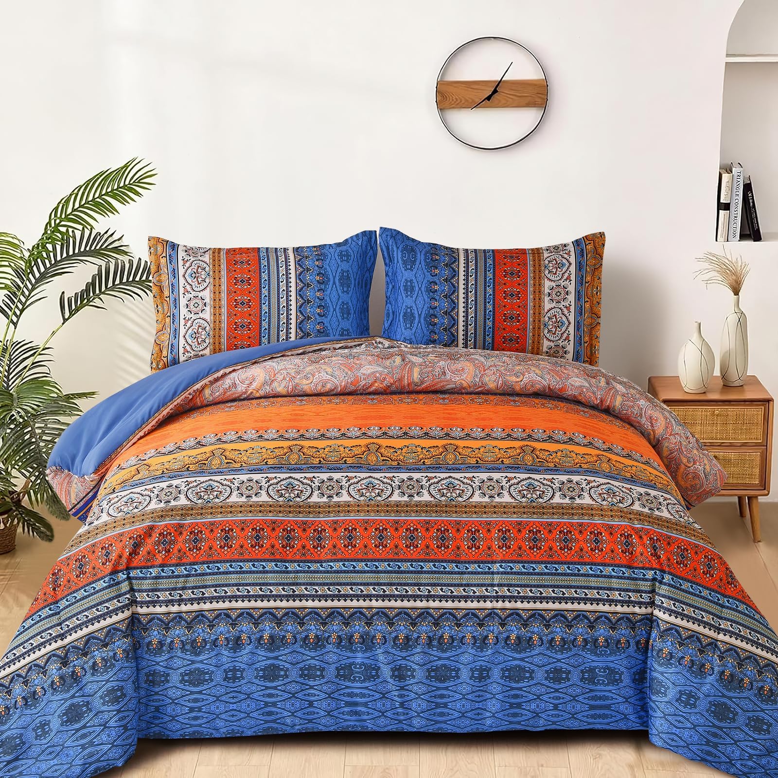 Photo 1 of * stock photo for reference *
Goodidea Boho Comforter Queen Size, 3 Piece Blue Orange Bohemian Striped Western Comforter Set, Ultra Soft Lightweight Microfiber Boho Hippie Bedding Set with 2 Pillow Shams for All Seasons