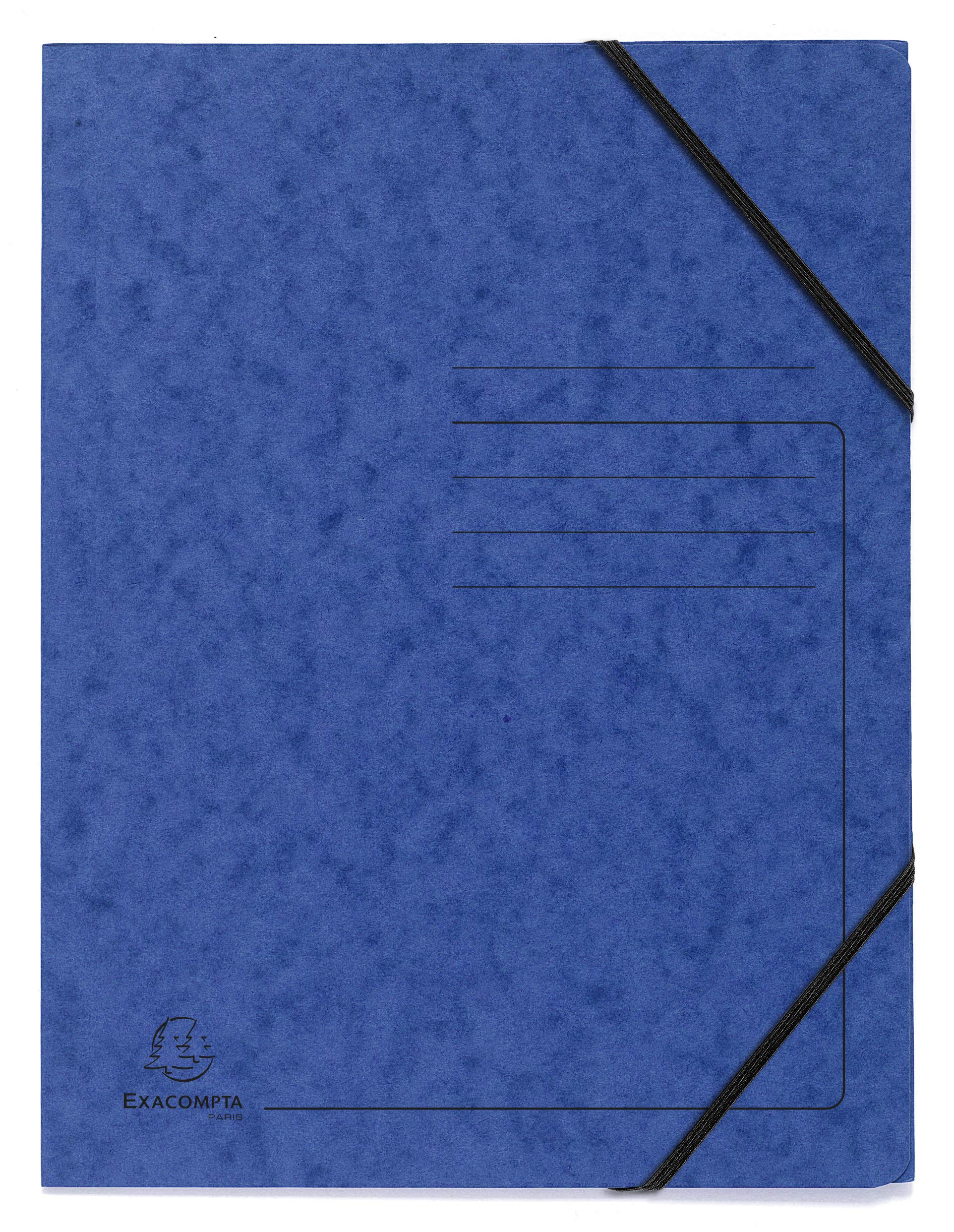 Exacompta - Ref 555412E - Elasticated Folder - 240 x 320mm in Size, Suitable for Holding A4 Documents, 355gsm Mottled Pressboard, Elasticated Straps - Blue (Pack of 5)