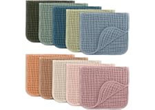 Comfy Cubs Muslin Burp Cloths Baby 50 x 25 cm, Pack of 10 - Large 6-Layer Ultra-Absorbent 100% Cotton for Babies Drool & Messes - Soft & Gentle Burp Cloth Baby Set for Boys & Girls - Multi