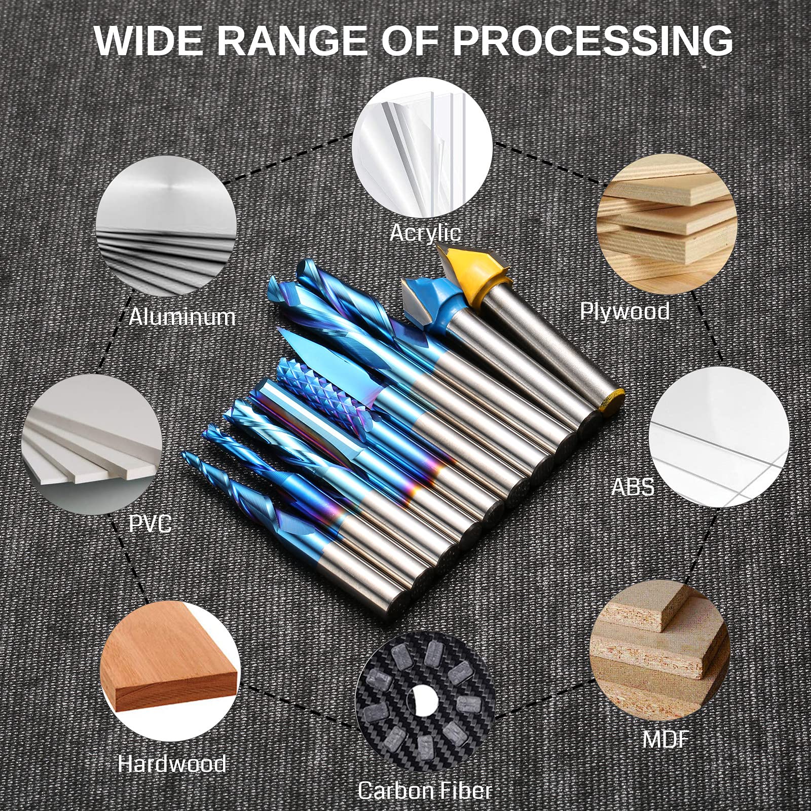 General Purpose CNC Router Bit Collection, 1/4