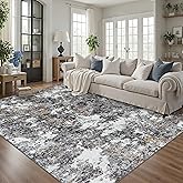 8x10 Area Rug for Living Room Bedroom: Large Washable Rug with Anti-Slip Backing Non-Shedding Stain-Resistant Soft Abstract Carpet for Dining Room Nursery Home Office (Gray/Multi)