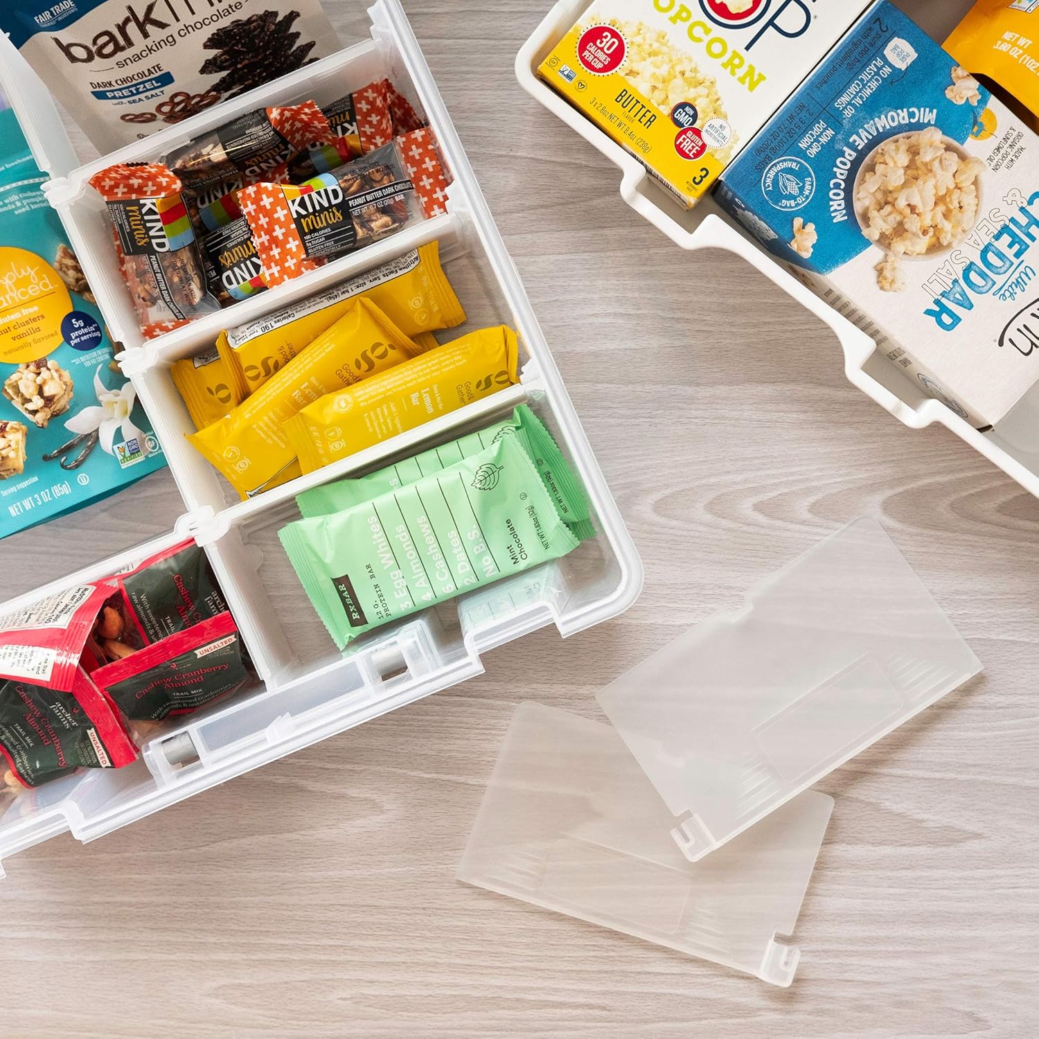 AB Designs 6899ABD Super Satchel Double Deep with Lift-Out Tray and Removable Dividers, Stackable Home Storage Organization Container, Clear with Sliver Latches and Handle: Home & Kitchen